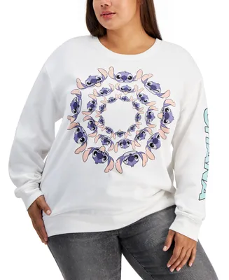 Disney Trendy Plus Size Neon Stitch Circle Graphic Sweatshirt