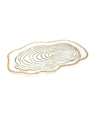 Glass Oval Tray Gold-Tone Grained