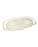 Glass Oval Tray Gold-Tone Grained