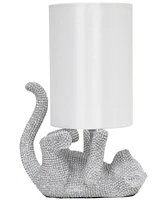 All The Rages 12.6" Diamond Studded Rhinestone Look Kitty Cat Feline Kids Desk Nightstand Table Lamp with Faux Silk Fabric Shade