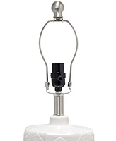 All The Rages 19" Contemporary Bohemian Ceramic Eyelet Pattern Floral Textured Bedside Table Lamp with White Fabric Shade