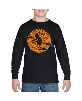 Child Boy's Word Art Long Sleeve - Spooky Witch