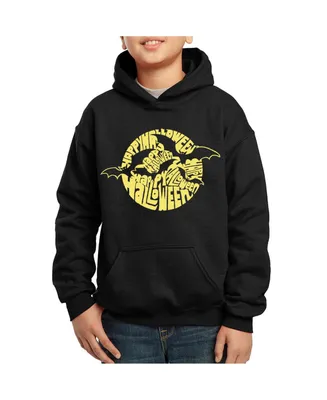 Child Boy's Word Art Hooded Sweatshirt - Halloween Bats