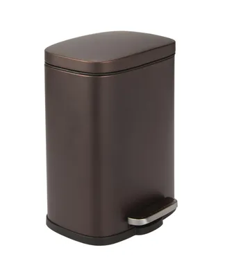 mDesign Stainless Steel Rectangular 1.3 Gallon Foot Step Trash Can with Lid