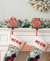 Glitzhome 2 Pack 6.30" H Wooden and Metal Paw Stocking Holder