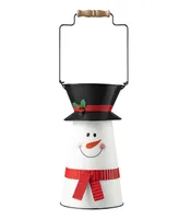 Glitzhome 19.50" H Metal Snowman Decorative Bucket