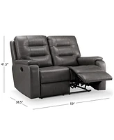 Abbyson Living Waylen 59" Top-Grain Leather Manual Reclining Loveseat