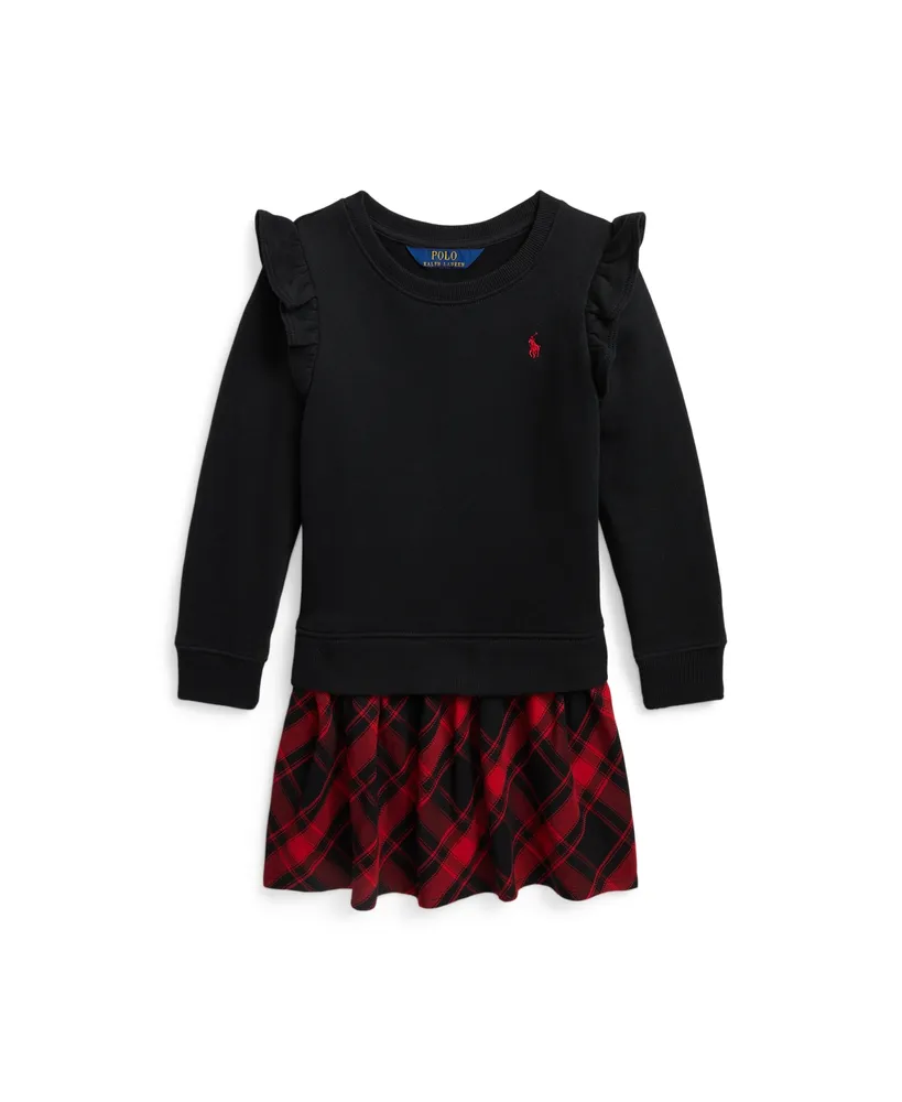 Polo Ralph Lauren Toddler and Little Girls Plaid Fleece Sweatshirt Dress