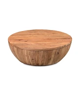 Eske 35.5" Acacia Wood Round Storage Coffee Table