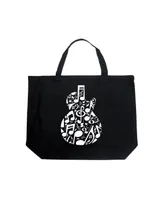 La Pop Art Music Notes Guitar - Large Word Tote Bag