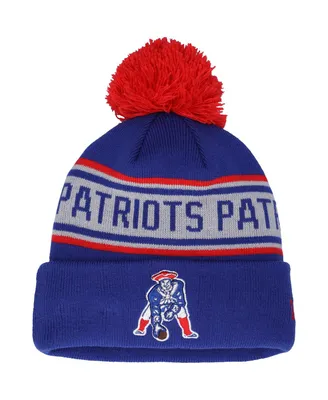 Big Boys and Girls New Era Navy New England Patriots Repeat Cuffed Knit Hat with Pom
