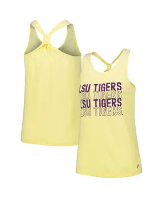 Women's League Collegiate Wear Gold Lsu Tigers Stacked Name Racerback Tank Top