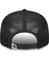 Men's New Era Black Golden State Warriors Evergreen 9FIFTY Trucker Snapback Hat