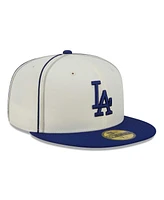 Men's New Era Cream, Royal Los Angeles Dodgers Chrome Sutash 59FIFTY Fitted Hat