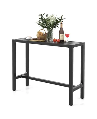 Costway Outdoor Metal Bar Table 48'' Patio Rectangular Counter Height Dining Table