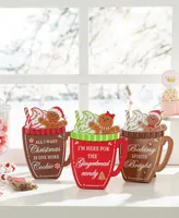 Glitzhome Set of 3 8" H Christmas Wooden Gingerbread Man Mug Table Decor