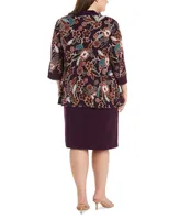 R & M Richards Plus Size Floral Jacket & Necklace Dress