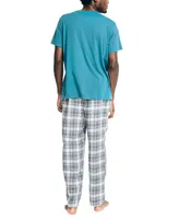 Nautica Men's 2-Pc. Classic-Fit Solid T-Shirt & Plaid Flannel Pajama Pants Set