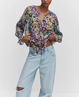 Mango Women's Floral Textured Blouse