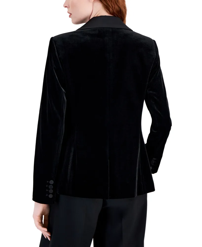 Tahari Asl Women's Velvet Faux-Double-Breasted Blazer