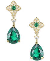 Lab-Created Emerald (1-1/5 ct. t.w.) & Lab-Created White Sapphire (1/10 ct. t.w.) in 14k Gold-Plated Sterling Silver