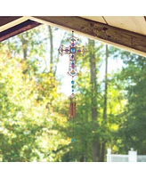35" Long Purple Cross Wind Chime with Copper Gem