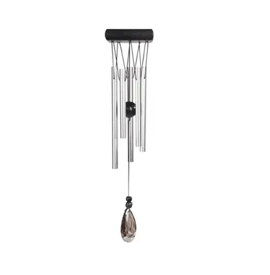 Fc Design 21" Long Black Wooden Top Gem Wind Chime Home Decor Perfect Gift for House Warming, Holidays and Birthdays