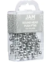 Jam Paper Colorful Push Pins - Round Head Map Thumb Tacks - Pushpins - 100 Per Pack