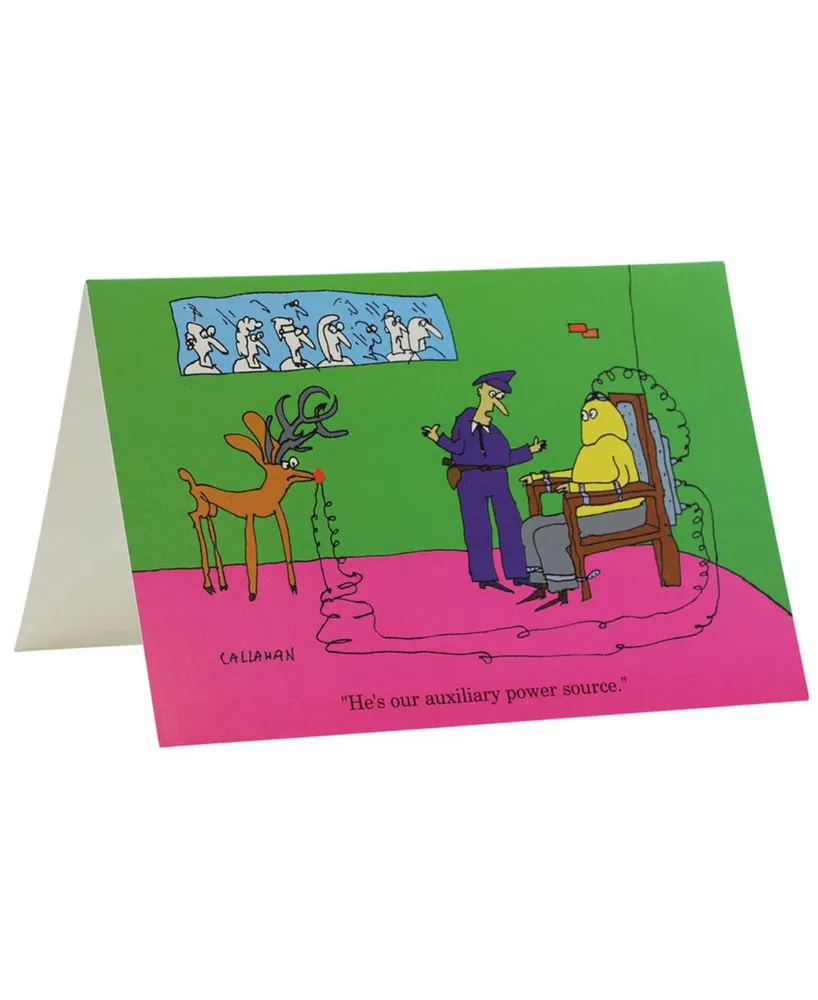 Jam Paper Christmas Cards Matching Envelopes Set - Funny Electrifying Christmas - 10 Per Pack