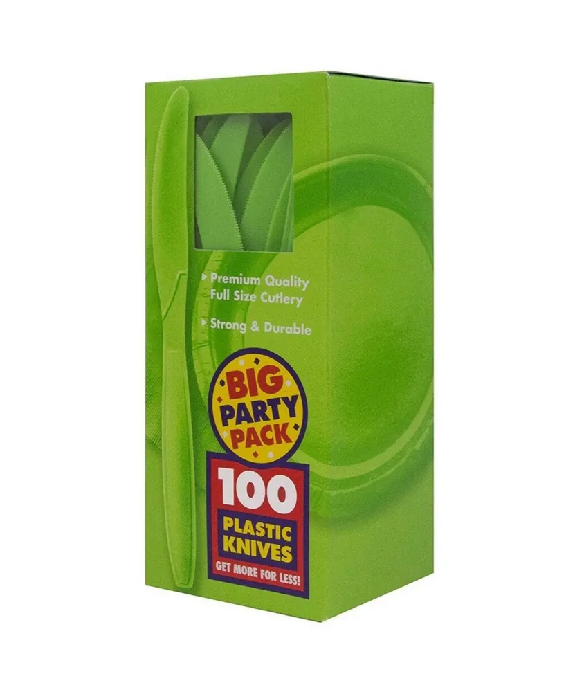 Jam Paper Big Party Pack of Premium Plastic Knives - 100 Disposable Knives Per Box