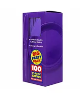 Jam Paper Big Party Pack of Premium Plastic Knives - 100 Disposable Knives Per Box