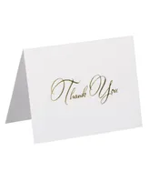 Jam Paper Thank You Card Sets - Card with Gold-Tone Script Anthracite Star Dream Envelopes - 25 Cards and Envelopes