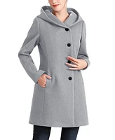 Kimi + Kai Women's Ella Asymmetrical Hooded Boucle Wool Coat with Removable Bib