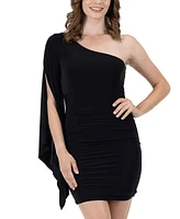 24seven Comfort Apparel Women's One Shoulder Drape Bodycon Dress