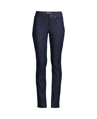 Lands' End Women's Tall Recover Mid Rise Straight Leg Blue Jeans