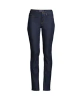 Lands' End Women's Tall Recover Mid Rise Straight Leg Blue Jeans