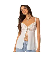 Mimosa sheer lace long tank top