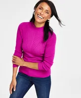 I.n.c. International Concepts Women's Detail Ribbed Mock Neck Sweater