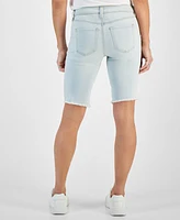 Style & Co Petite Raw-Edge Denim Bermuda Shorts, Created for Macy's