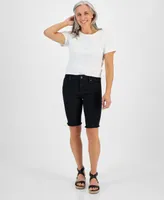 Style & Co Petite Raw-Edge Denim Bermuda Shorts, Created for Macy's