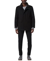 Marc New York Men's Brooks Melton Wool Car Coat with Faux Fur Collar