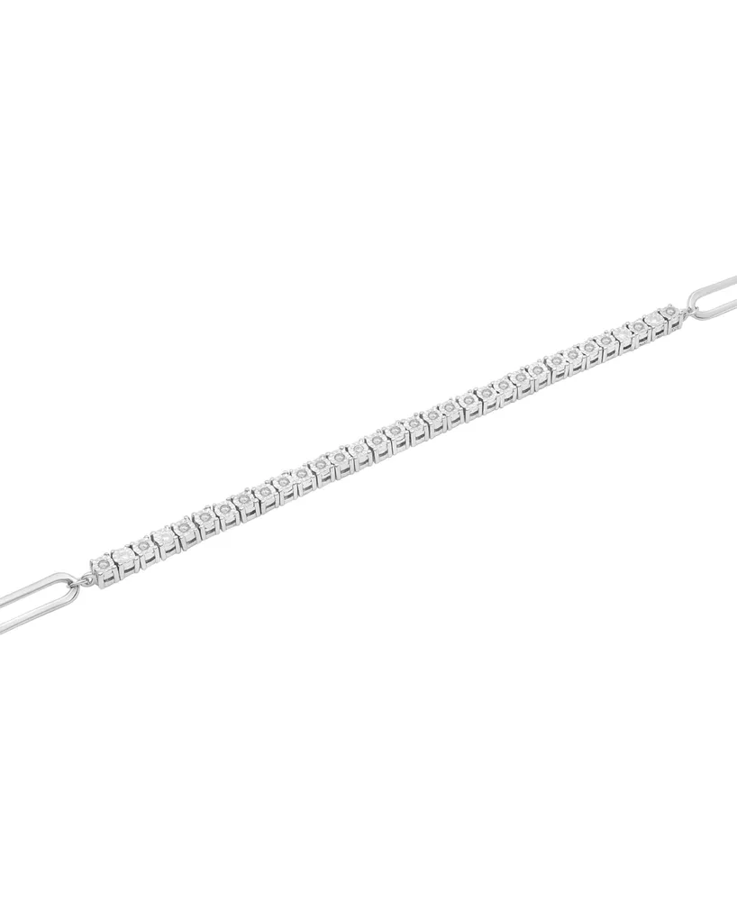 Diamond Paperclip Link Tennis Bracelet (1/4 ct. t.w.) in Sterling Silver, Created for Macy's