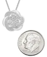 Diamond Flower 18" Pendant Necklace (1/4 ct. t.w.) in Sterling Silver, Created for Macy's