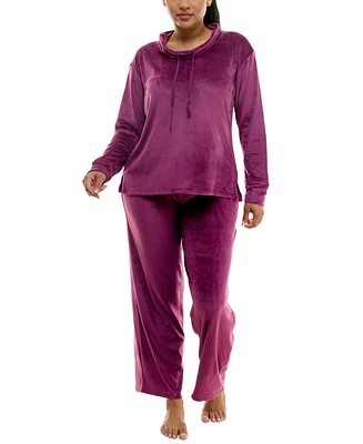 Roudelain Women's 2-Pc. Velour Hoodie Pajamas Set