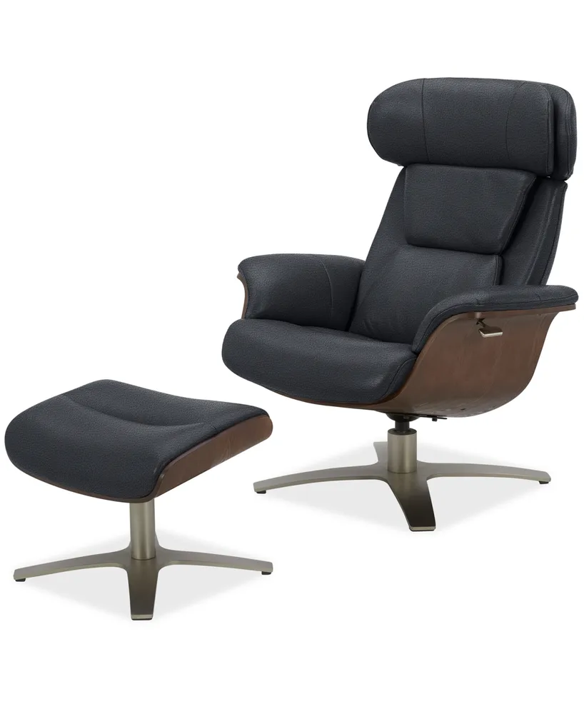 Janer Leather Swivel Chair & Ottoman Set, Created for Macy's