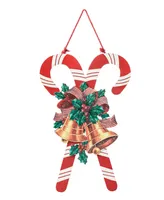 Glitzhome 20" H Wooden Christmas Candy Cane Wall Decor