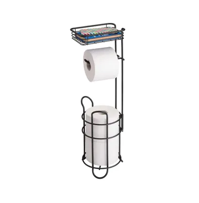 mDesign Steel Free Standing Toilet Paper Holder Stand and Dispenser