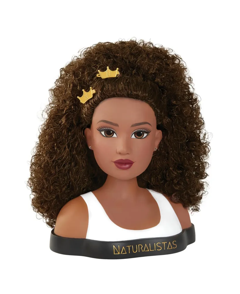 Naturalistas Dayna Deluxe Crown and Curls Fashion Styling Head, 3C Textured Hair, 19 Accessories