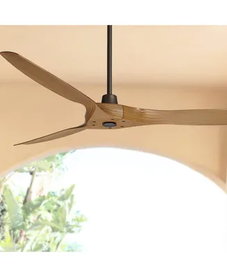 Casa Vieja 60" Aireon Modern Large 3 Blade Indoor Outdoor Ceiling Fan with Remote Control Rubbed Bronze Walnut Blade Damp Rated for Patio Exterior Hou