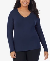 Cuddl Duds Plus Softwear Long-Sleeve V-Neck Top